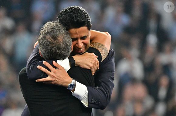 Nasser Al-Khelaïfi et Luis Enrique - Finale de la Ligue Des Champions 2025 "PSG - Inter Milan" à l'Allianz Arena de Munich, le 31 mai 2025.
© Christian Liewig/Bestimage