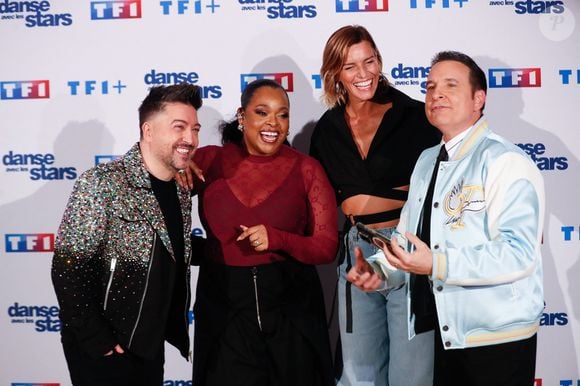 Le jury: Jean-Marc Généreux, Mel Charlot, Chris Marques, Fauve Hautot - Photocall du lancement de la saison 2025 de l'émission "Danse avec les stars" (DALS) au siège de  TF1 à Boulogne-Billancourt le 16 janvier 2025. © Christophe Clovis / Bestimage