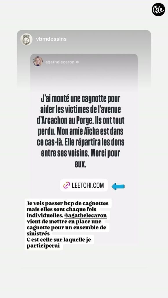 Extrait du compte Instagram d'Agathe Lecaron.