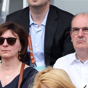 Jean Castex et sa femme Sandra Ribelaygue - Célébrités en tribunes des Internationaux de France de tennis de Roland Garros 2023 à Paris le 11 juin 2023. © Jacovides-Moreau/Bestimage