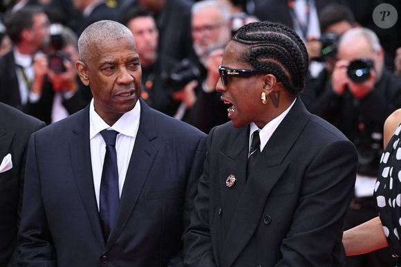 Denzel Washington (à gauche) et ASAP Rocky assistent à la première de Highest 2 Lowest au 78ème Festival de Cannes à Cannes, France. Date de la photo : lundi 19 mai 2025. Doug Peters/PA Wire