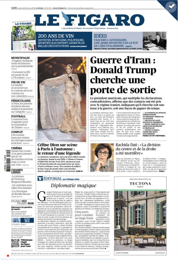 Couverture "Le Figaro" du 25 mars.
