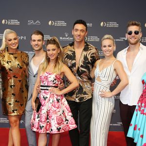 La troupe de 'DALS' (Danse avec les stars), Christian Millette, Katrina Patchett, Guillaume Foucault, Jade Geropp (robe Christophe Guillarmé), Maxime Dereymez, Emmanuelle Berne, Yann-Alrick Morteuil et Denitsa Ikonomova (robe Christophe Guillarmé) - La troupe de 'DALS' (Danse avec les stars) lors d'une démonstration au 58ème festival de télévision de Monte-Carlo, Monaco, le 19 juin 2018. © Denis Guignebourg/Bestimage