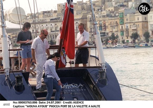 « Mouna Ayoub à bord du Phocea, au large du port de La Valette, à Malte. Photo : Agence / Bestimage. »