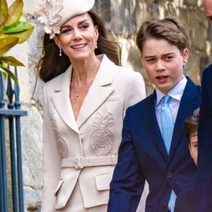La famille royale arrive à la messe de Pâques célébrée à la chapelle St George à Windsor.
© Bestimage