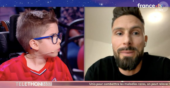 Olivier Giroud sur France 2 pendant le "Téléthon"