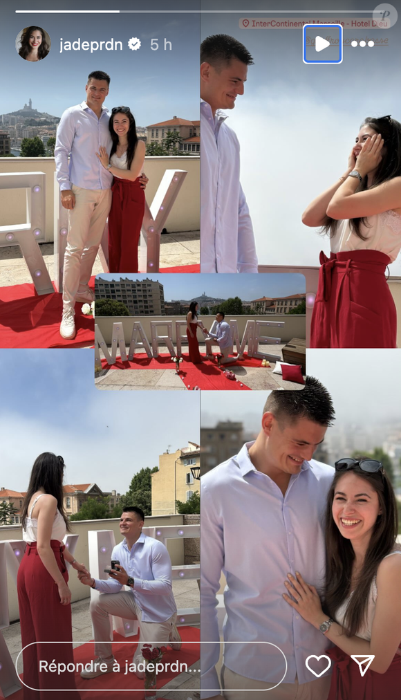 Jade Pradin avait partagé des images de cette belle surprise en story Instagram. 

Jade Pradin va épouser son compagnon, le handballeur professionnel Geoffroy Carabasse