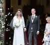 Elle s'est mariée le 29 septembre 2023 avec l'archiduc Alexandre de Habsbourg-Lorraine
L'archiduc Alexandre de Habsbourg-Lorraine et la comtesse Natacha Roumiantzoff-Pachkevitch posent après leur mariage à l'église Saint-Pierre de Beloeil, le 29 septembre 2023 en Belgique.Photo by David NIVIERE