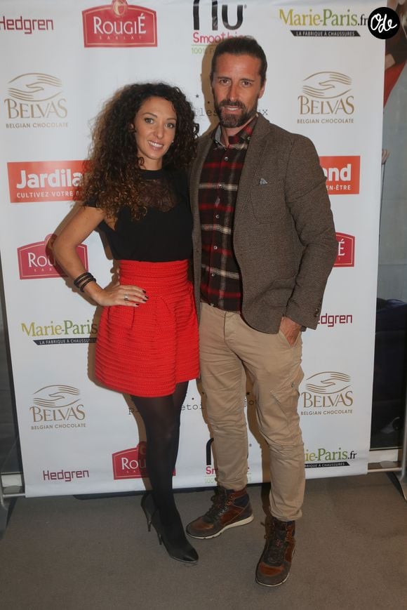 Emmanuelle Rivassoux et son mari Gilles Luka à la soirée "Christmas Party" à l'Espace Showroom Hedgren à Paris, le 16 novembre 2017.
© CVS/Bestimage