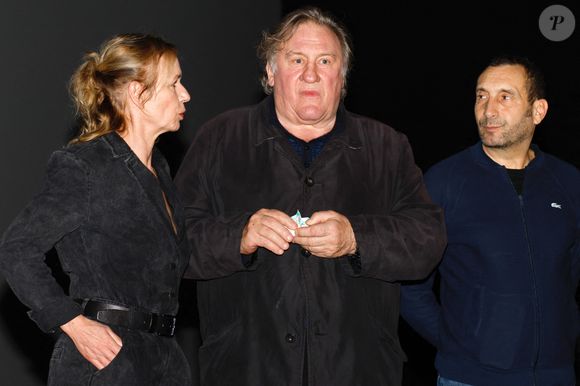 Gérard Depardieu, Sandrine Bonnaire et Zinedine Soualem lors du Festival Premiers Plans à Angers le 28 janvier 2022 pour la présentation du film "Umani" © Laetitia Notarianni / Bestimage