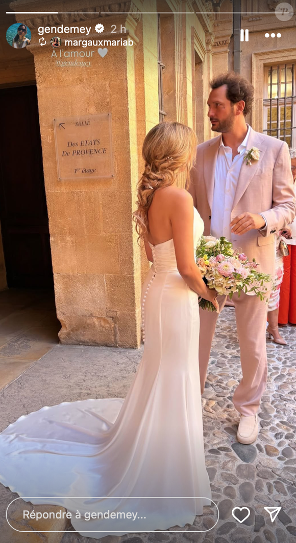 Story Instagram de Gennifer Demey datant du 31 août 2025 lors de son mariage avec Eric Antoine.