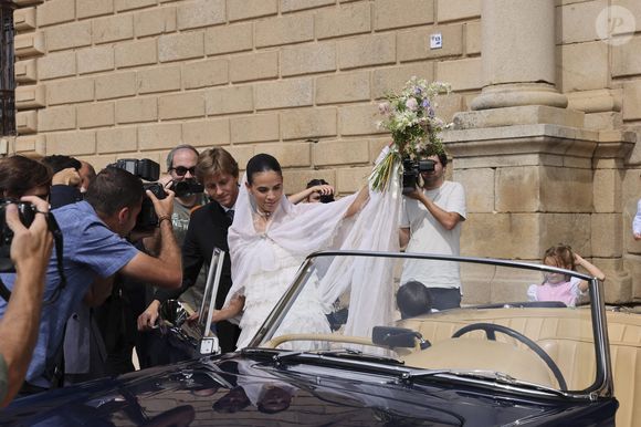 Lucia Entrecanales et Laszlo Bene lors du mariage de Lucia Entrecanales et Laszlo Bene à Tolède, Espagne, le samedi 27 septembre 2025. Photo by GTres/ABACAPRESS.COM