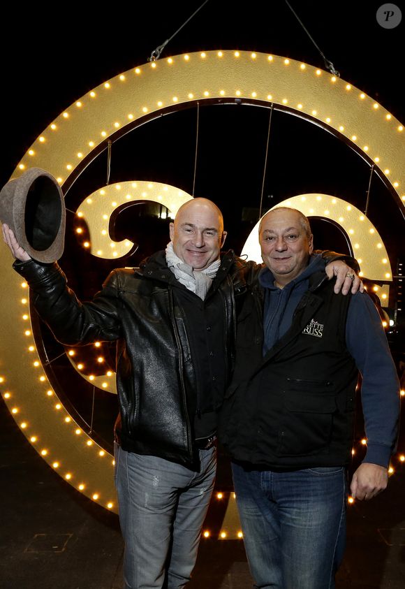 Vincent Lagaf présente un spectacle avec Gilbert et Lucien Gruss lors du Gala du 30e anniversaire du cirque Arlette Gruss à Bordeaux, France, le 16 janvier 2015. Photo Patrick Bernard/Abaca