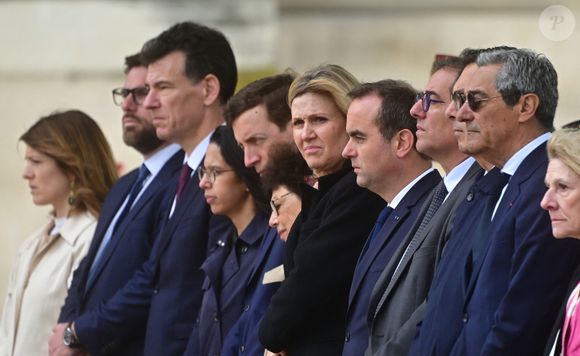 La présidente de l'Assemblée nationale française Yael Braun-Pivet et le Premier ministre Sébastien Lecornu lors d'un hommage national au philosophe et sociologue français Edgar Morin à l'Hôtel des Invalides à Paris, France, le 2 juin 2026. Edgar Morin est décédé à l'âge de 104 ans, le 29 mai 2026. © Christian Liewig/Bestimage