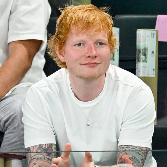 Ed Sheeran assiste aux épreuves de gymnastiques lors des Jeux Olympiques de Paris 2024 (JO) au Palais omnisports Bercy Arena, à Paris, France, le 28 juillet 2024. © Jacovides-Perusseau/Bestimage
