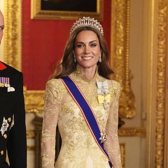 Le prince William, prince de Galles, et Catherine (Kate) Middleton, princesse de Galles, lors du banquet d'Etat au château de Windsor en l'honneur de la visite officielle de président Donald Trump et de la Première dame Melania au Royaume-Uni. Photo par PA Photo/ Bestimage