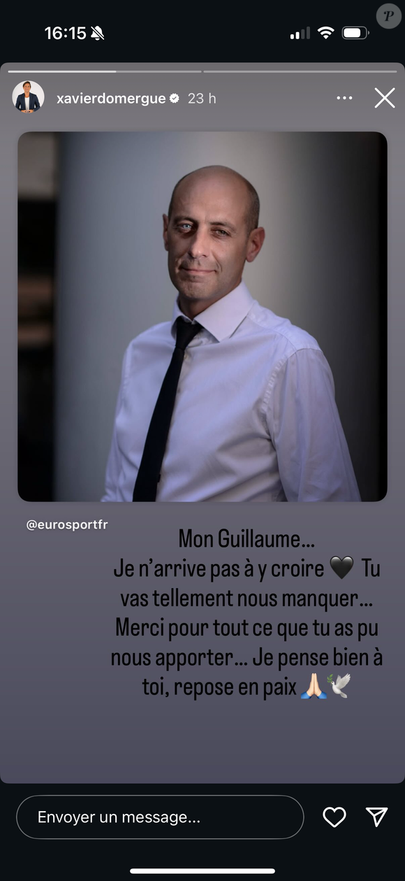Xavier Domergue rend hommage à Guillaume Di Grazia, journaliste sportif mort à 52 ans.