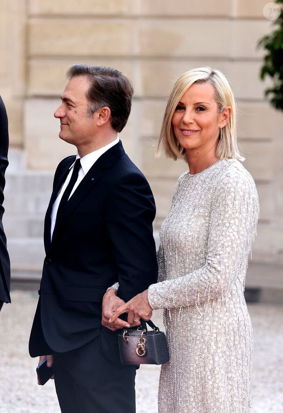 Renaud Capuçon et sa femme Laurence Ferrari - Dîner d'état en l'honneur du président des Etats-Unis et sa femme au palais de l'Elysée à Paris, à l'occasion de leur visite officielle en France. Le 8 juin 2024
© Jacovides-Moreau / Bestimage