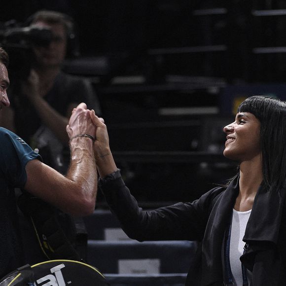 Benoit Paire et la chanteuse française Shy'm lors du BNP PARIBAS Masters à l'AccorHotels Arena à Paris, France, le 3 novembre 2015. Photo par Corinne Dubreuil/ABACAPRESS.COM