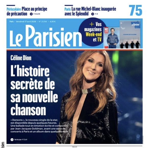 Couverture du "Parisien" en kiosque ce vendredi 17 avril 2026.
