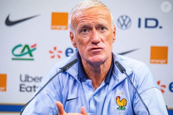 Le sélectionneur de l'équipe de France Didier Deschamps en conférence de presse avant les deux matches de Ligue des nations contre l’Italie et la Belgique au centre National du Football de Clairefontaine-en-Yvelines, France, le 2 septembre 2024. © Baptiste Autissier/Panoramic/Bestimage