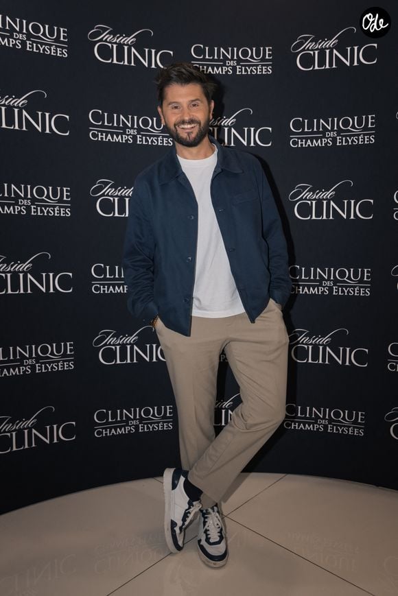 Christophe Beaugrand et Justine Aucello au photocall pour la soirée "Inside Clinic" à la clinique des Champs Elysées, à Paris, France, le 8 octobre 2025. © Florian Lavielle/Bestimage