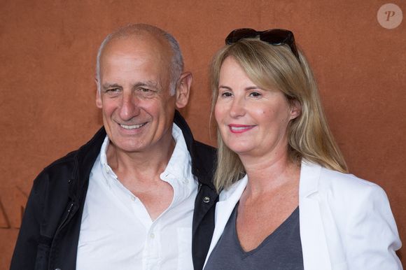 Jean-Michel Aphatie et sa femme Stéphanie au Village pendant les Internationaux de France de Tennis à Roland-Garros le 02 juin 2018 à Paris, France. Photo by Nasser Berzane/ABACAPRESS.COM