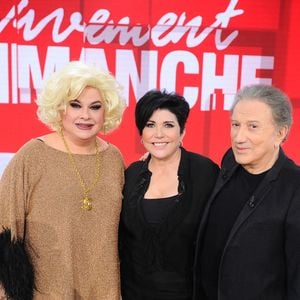 L'animateur reçoit Liane Foly mais aussi Zize, sosie de Madonna.

Exclusif - Zize, Liane Foly et Michel Drucker lors de l'enregistrement de l'émission Vivement dimanche au studio Rive Gauche, presentée par Michel Drucker, diffusion sur France 3 le 2 février 2025. © Guillaume Gaffiot/Bestimage
