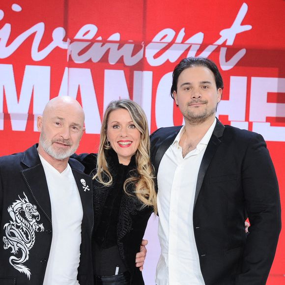 Exclusif - Vincent Lagaf, Caroline Marx et Robin Rouil - Enregistrement de l'émission Vivement dimanche consacrée à l'équipe du Splendid au studio Rive Gauche, présentée par M.Drucker, et diffusée le 2 mars sur France 3. Paris, le 21 février 2025. 
© Guillaume Gaffiot / Bestimage