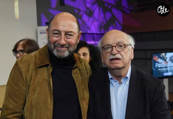 Kad Merad et Erik Orsenna, ambassadeurs de l’Institut Pasteur et soutiens du Pasteurdon, lors de la 19e édition du Pasteurdon, à Paris, en France, le 8 octobre 2025. Photo : Alain Apaydin/ABACAPRESS