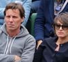 Le journaliste Pascal Humeau et sa compagne la journaliste Amandine Bégot (enceinte) - People dans les tribunes lors du tournoi de tennis de Roland Garros à Paris le 29 mai 2015.