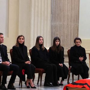 Veillée funèbre du prince Victor-Emmanuel de Savoie, en l'Eglise de Sant'Uberto à Turin, en présence de sa veuve Marina Ricolfi-Doria, de son fils, le prince E-P. de Savoie avec sa femme la princesse Clotilde Courau et leurs filles les princesses Vittoria et Luisa, le 9 février 2024. Le fils du dernier roi d'Italie s'est éteint le 3 février 2024 à l'âge de 86 ans.
© Dominique Jacovides/Bestimage