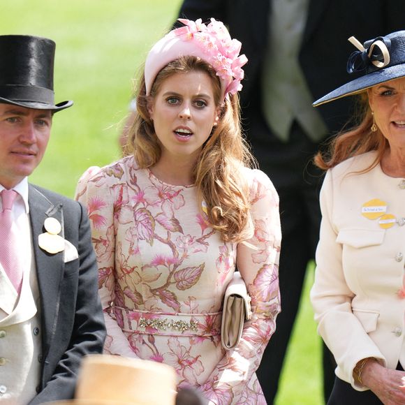 Edoardo Mapelli Mozzi, la princesse Beatrice d'York, Sarah Ferguson, duchesse d'York - La famille royale d'Angleterre aux courses hippiques "Royal Ascot 2024" à Ascot. Le 19 juin 2024 © Julien Burton / Bestimage