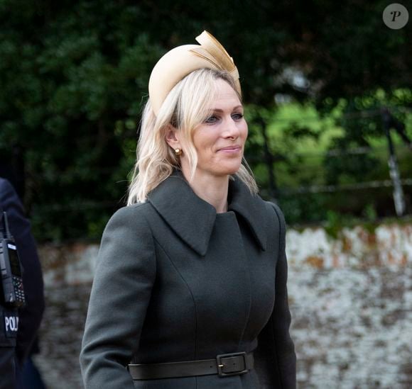 Zara Tindall - Les membres de la famille royale britannique lors de la messe du matin de Noël en l'église St-Mary Magdalene à Sandringham, le 25 décembre 2023.