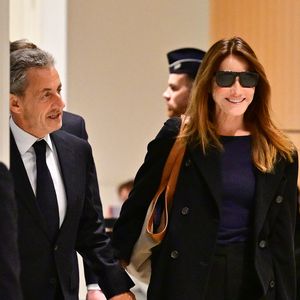 Nicolas Sarkozy et sa femme Carla Bruni au Tribunal judiciaire (Batignolles, 32ème chambre correctionnelle) pour l'annonce de la décision dans le cadre du procès Lybien le 25 septembre 2025.

© Christian Liewig / Bestimage