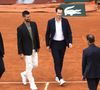 Roger Federer, Andy Murray, Novak Djokovic, Rafael Nadal à la Cérémonie d'hommage pour Rafael Nadal le 25 mai 2025. © Cyril Moreau-Dominique Jacovides / Bestimage