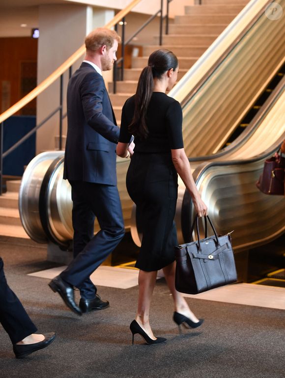 Le prince Harry, duc de Sussex et Meghan Markle, duchesse de Sussex, lors de la célébration du "Nelson Mandela International Day" au siège de l'ONU à New York. Le Prix Nelson Mandela des Nations Unies 2020 a été décerné à Mme Marianna V. Vardinoyannis de Grèce et au Dr Morissanda Kouyate de Guinée. New York, le 18 juillet 2022.
