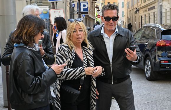 Alexia Laroche-Joubert, Angela Lorente, Benjamin Castaldi - Sorties des obsèques de Loana Petrucciani dans la cathédrale Sainte-Réparate à Nice le 10 avril 2026. L'ancienne star de téléréalité a été retrouvée morte dans son appartement niçois par les autorités, le 25 mars dernier. © Bruno Bebert/Bestimage