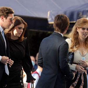 La princesse Eugenie, son mari Jack Brooksbank, la princesse Beatrice et son mari Edoardo Mapelli Mozzi - Les duchesses d'York représentent la famille royale du Royaume Uni au mariage du prince Phílippos de Grèce et de Nina Flohr à Athènes le 23 octobre 2021 (Backgrid UK/ Bestimage).