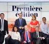 Christophe Person, Christophe Delay, Adeline Francois, Julien Mielcarek, Ashley Chevalier, Christophe Barbier et Nicolas Doze, les presentateurs de la Premiere Edition de BFM TV posent pour une photo de rentree a Paris, France le 25 Aout 2017. Photo by Aurore Marechal/ABACAPRESS.COM