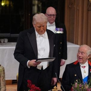 De fortes tensions se sont fait sentir en coulisse

Le président américain Donald Trump prononce son discours sous le regard du roi Charles III et de la princesse de Galles lors du banquet d'État offert au président américain et à la première dame Melania Trump au château de Windsor, dans le Berkshire, au premier jour de leur deuxième visite d'État au Royaume-Uni. Mercredi 17 septembre 2025. Photo by Yui Mok/PA Wire/ABACAPRESS.COM
