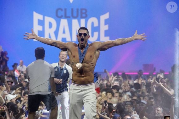 Florent Manaudou (Natation) - Défilé des médaillés français au Club France à la Grande Halle de La Villette lors des Jeux Olympiques Paris 2024 le 6 aout 2024.