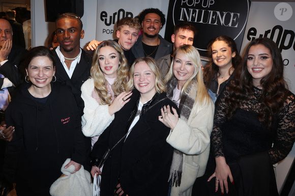 Lucie Bernardoni, Charles, Emma, Cécile Chaduteau, Noah, Julie, Julien, Maia, Franck et Maureen (Star Academy 12) participent à la Pop Up Influence Party organisée par Aurélien Cassirame, à Paris, le 02 février 2025 à Paris, France. Photo by Jerome Domine/ABACAPRESS.COM