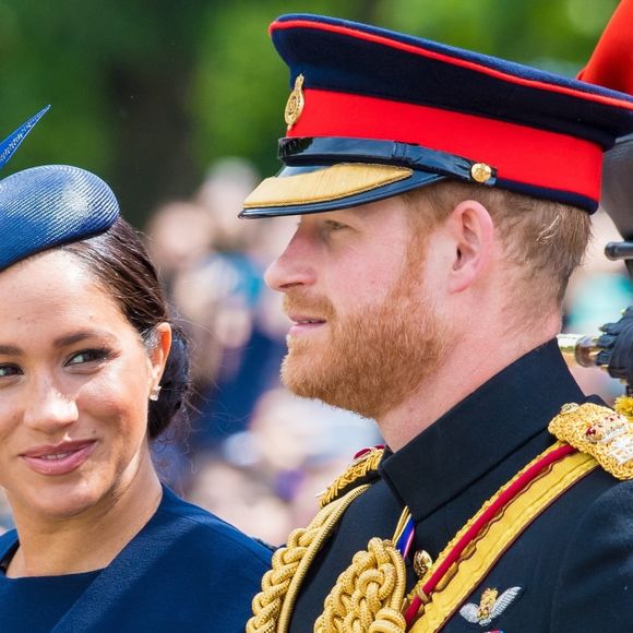 Le prince Harry, duc de Sussex, et Meghan Markle, duchesse de Sussex, première apparition publique de la duchesse depuis la naissance du bébé royal Archie lors de la parade Trooping the Colour 2019, célébrant le 93ème anniversaire de la reine Elisabeth II, au palais de Buckingham, Londres, le 8 juin 2019. Photo par Backgrid USA / Bestimage