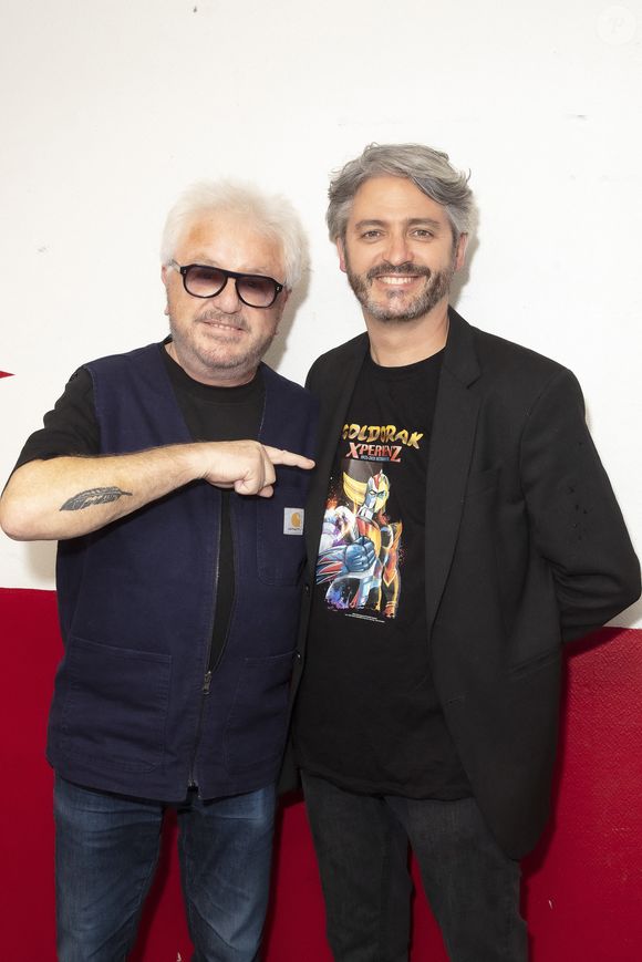 Exclusif - Marc Cerrone et son fils Jérémy - Goldorak Xperienz, rétrospective Goldorak de 1975 à 2021 organisée par Jérémy Cerrone au Grand Rex à Paris le 28 Octobre 2021. © Jack Tribeca / Bestimage