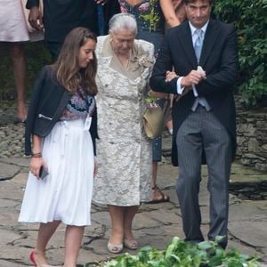 Fernanda Biffi Casiraghi (la grand-mère de Pierre Casiraghi) - Arrivées au mariage religieux de Pierre Casiraghi et Beatrice Borromeo sur les Iles Borromées, sur le Lac Majeur, le 1er août 2015.