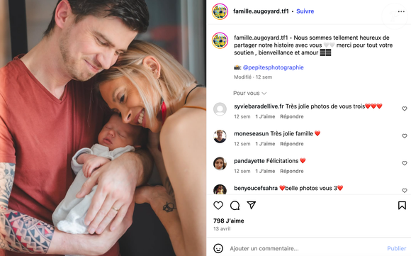 Roxanne Augoyard avec son compagnon et leur bébé.
Crédit : Instagram/famille.augoyard.tf1
