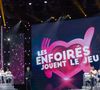De jeunes talents d'une émission musicale ont participé au concert des Enfoirés.

Exclusif - Nikos Aliagas, Amel Bent, Laure Pester (Lorie), Michael Youn, Mimie Mathy, Gérard Jugnot, Zazie, Claudio Capéo, Patrick Fiori, Kad Merad, Liane Foly, Jenifer Bartoli, Slimane, Patrick Bruel, Christophe Willem - Enregistrement de l'émission "Les enfoirés jouent le jeu". 
Cyril Moreau / Bestimage