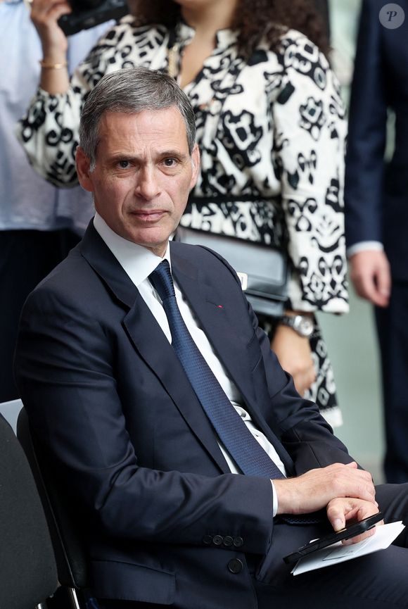 Rodolphe Saadé lors du sommet innovation et IA à l'Impérial Collège à Londres, Royaume Uni, le 9 juillet 2025.  © Dominique Jacovides/Bestimage