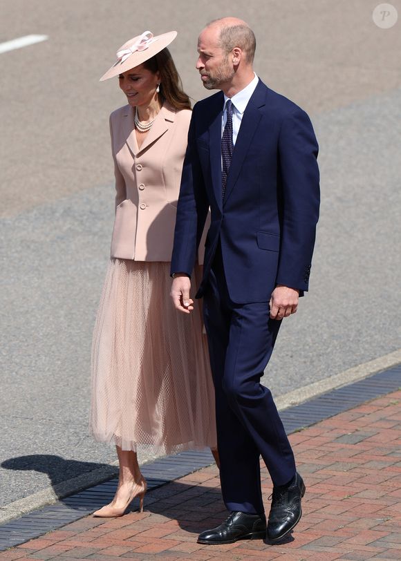 Le prince et la princesse de Galles accueillent le président Emmanuel Macron et sa femme Brigitte Macron à Northolt pour une visite d'état de trois jours. Le 8 juillet 2025. (Geoff Pugh / Pool / Julien Burton via Bestimage).